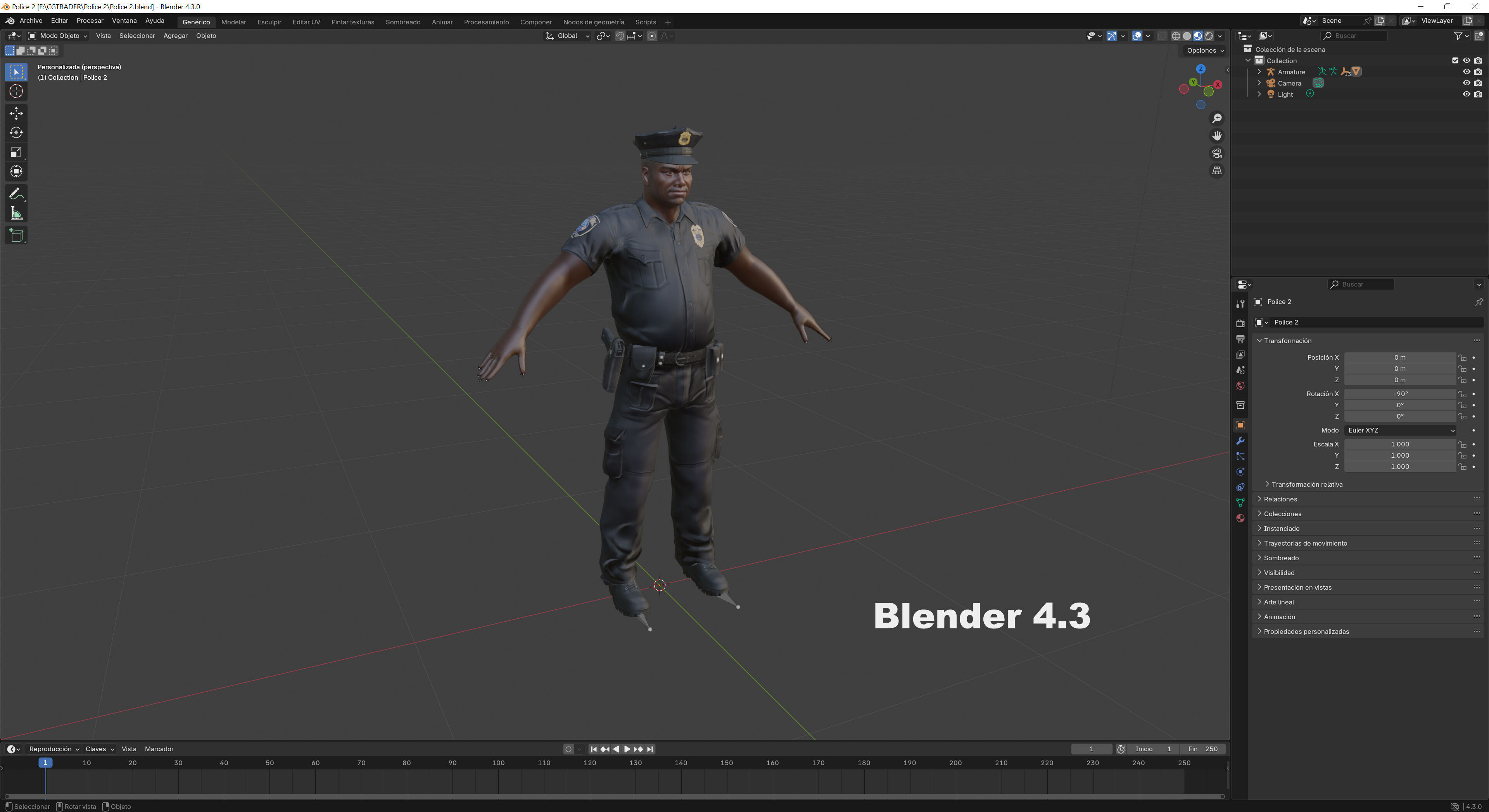 Policeman 2 Low-poly 3D model_17