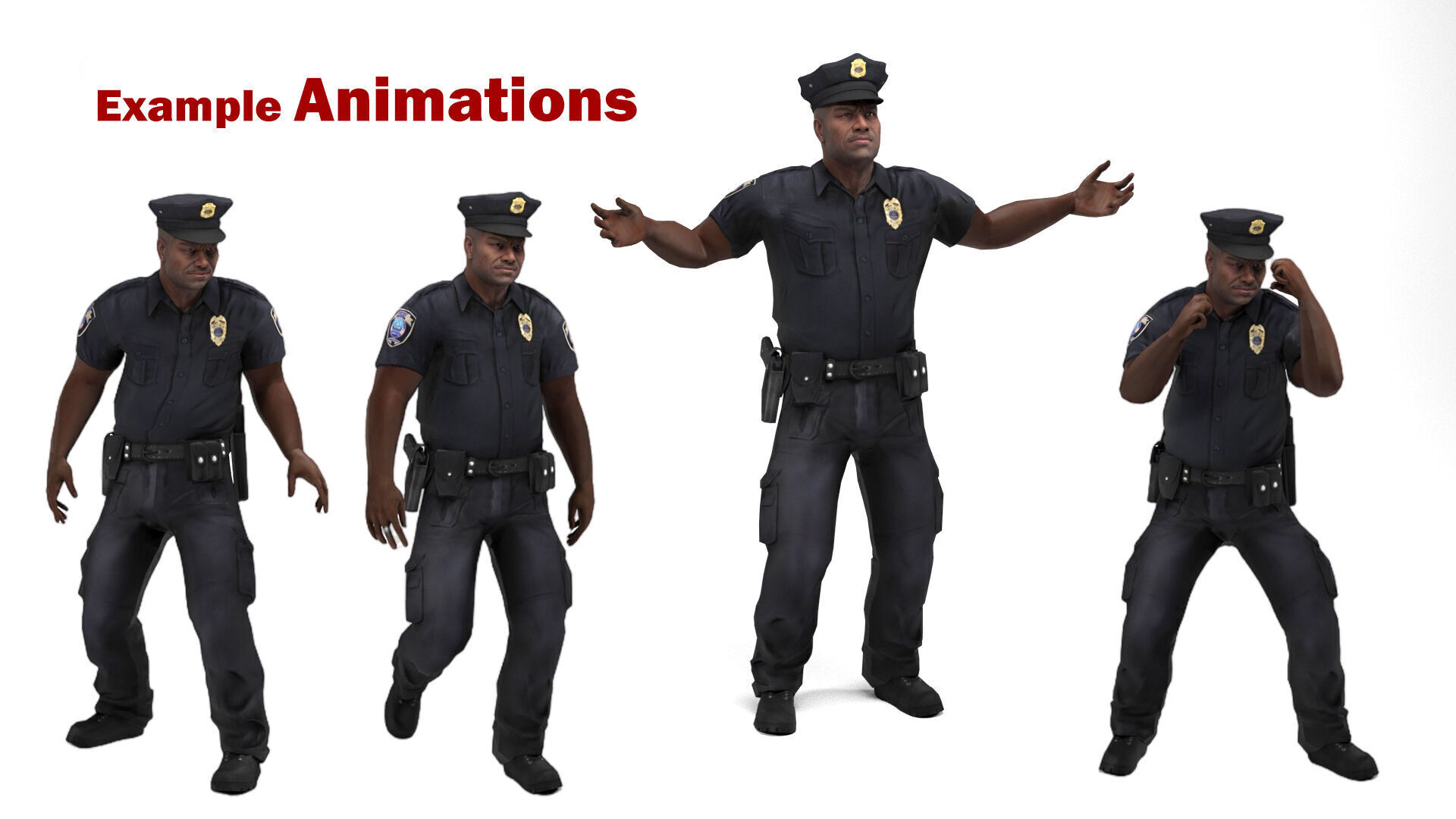 Policeman 2 Low-poly 3D model_9