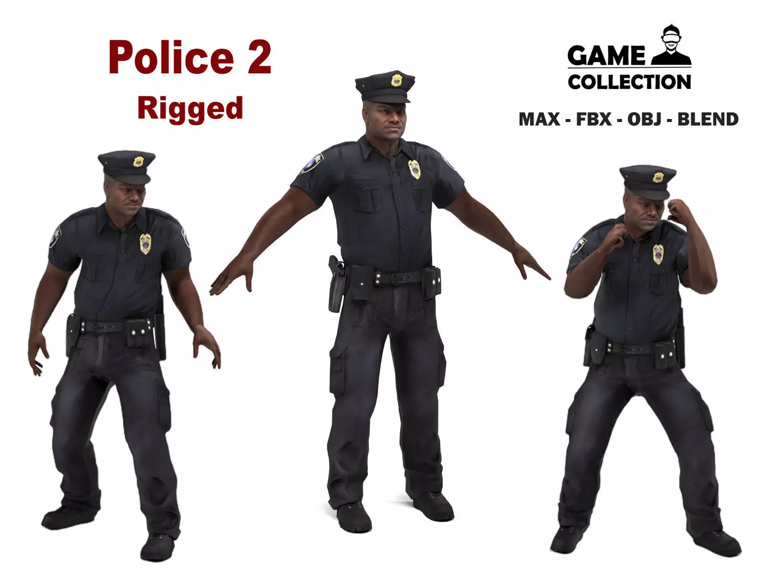 Policeman 2 Low-poly 3D model_0