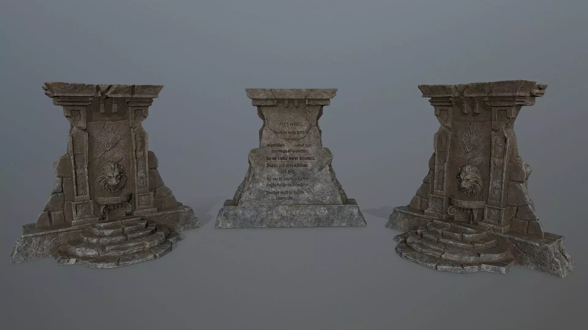 Lion fountain Low-poly 3D model