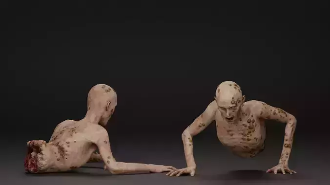 Dismembered Zombie Crawler 5 Low-poly 3D model