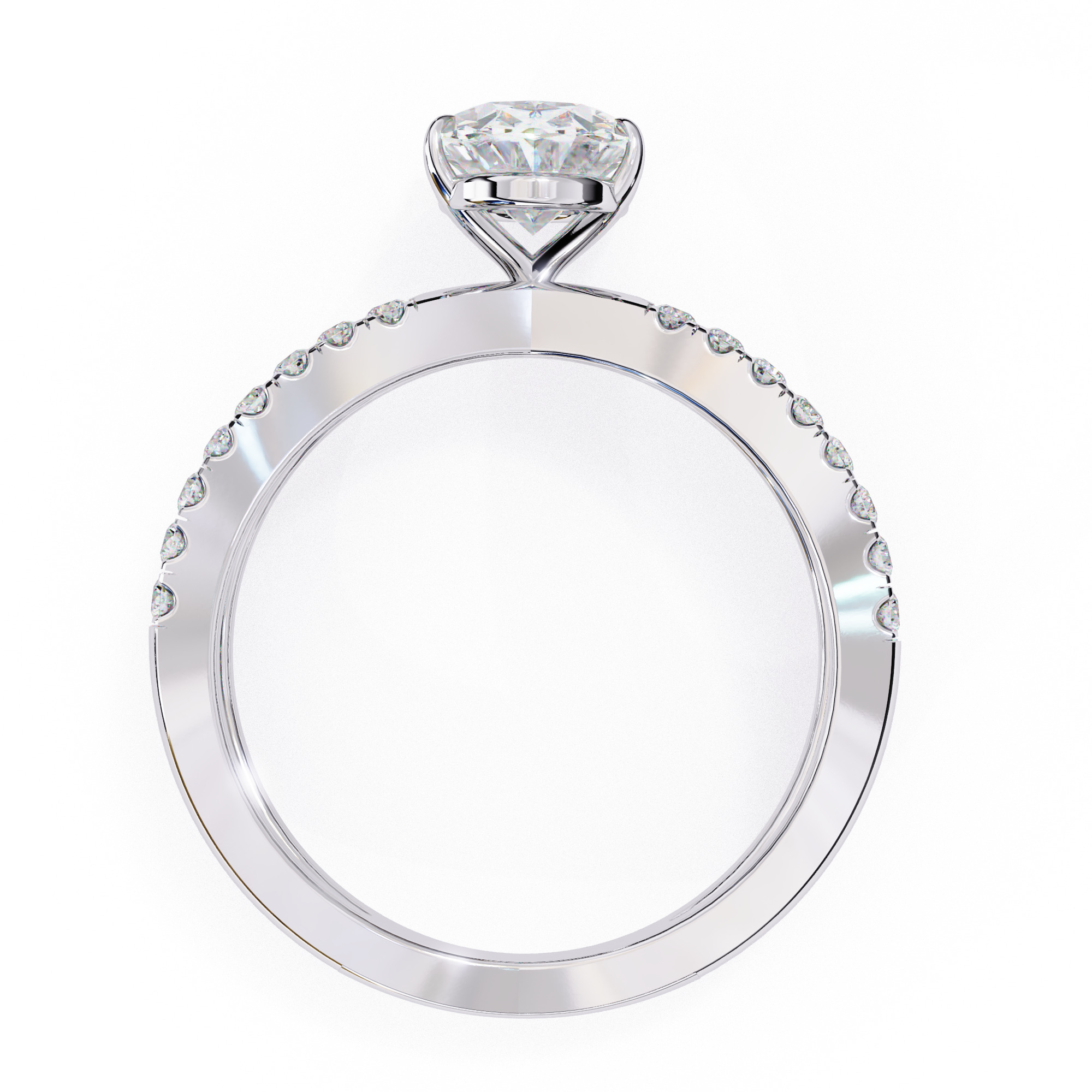 Dual Wire Solitaire Diamond Ring 360 animation renders 3dm stl 3D print model_12