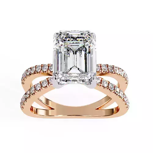 Dual Wire Solitaire Diamond Ring 360 animation renders 3dm stl  3D print model