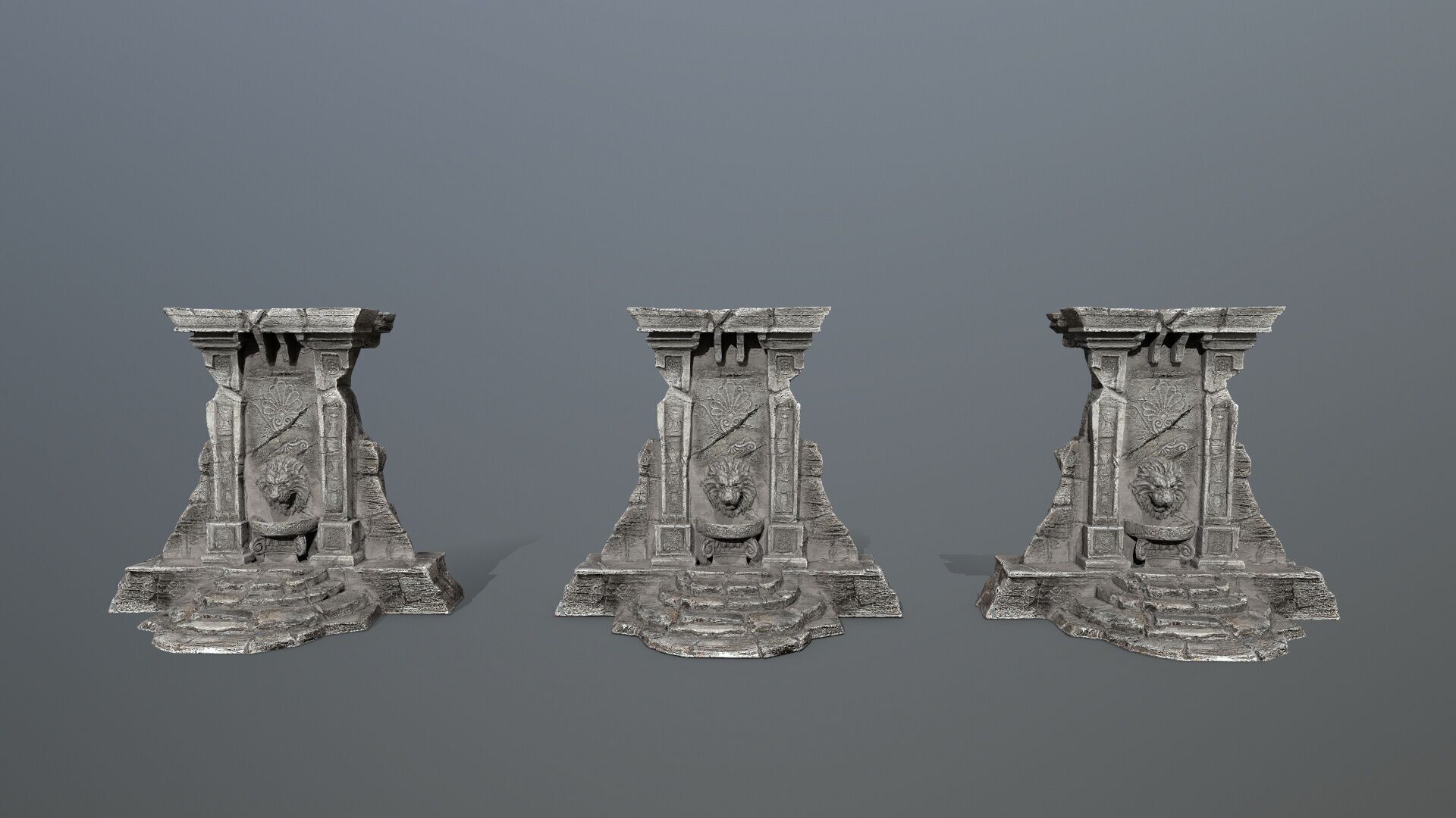 Lion fountain Low-poly 3D model_14