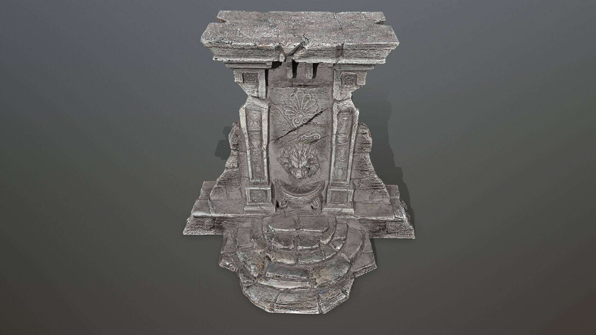 Lion fountain Low-poly 3D model_13