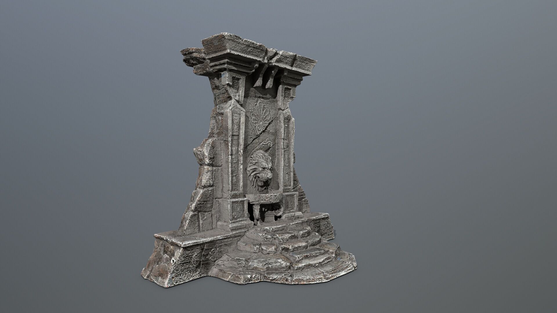 Lion fountain Low-poly 3D model_11