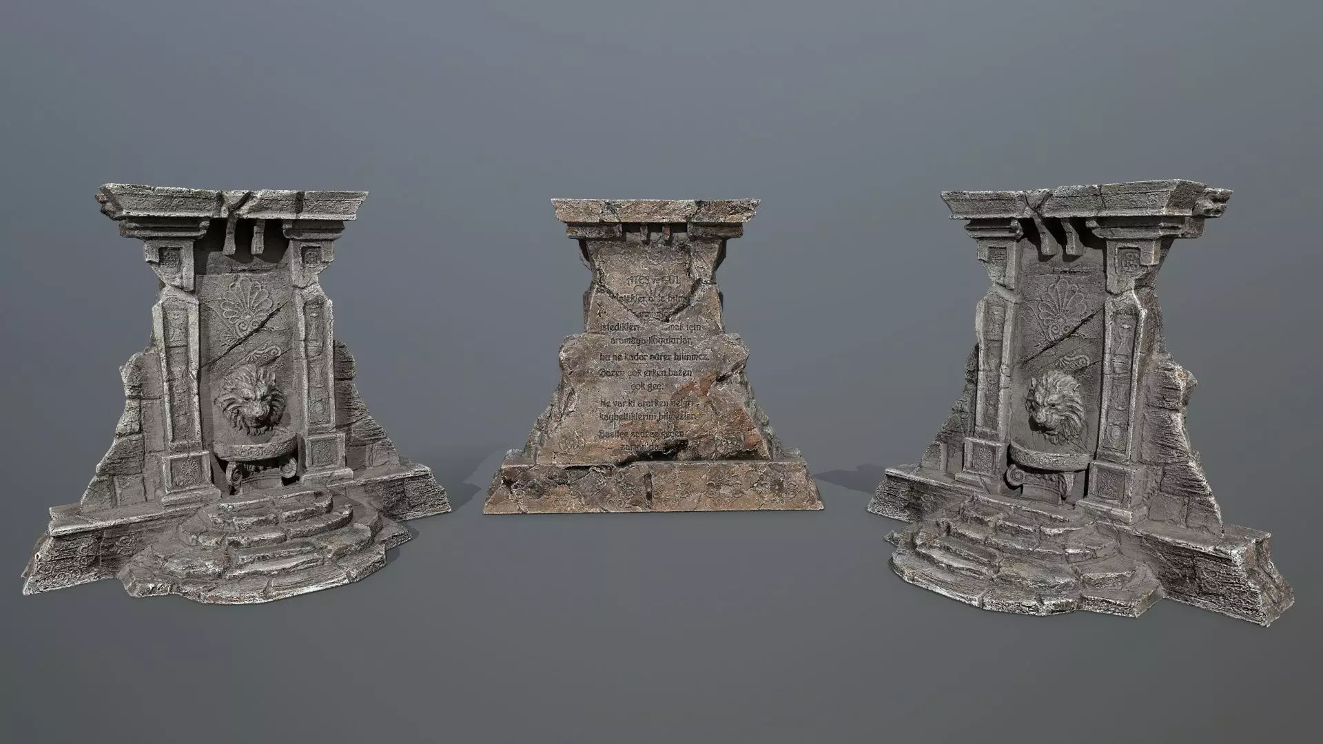 Lion fountain Low-poly 3D model_0