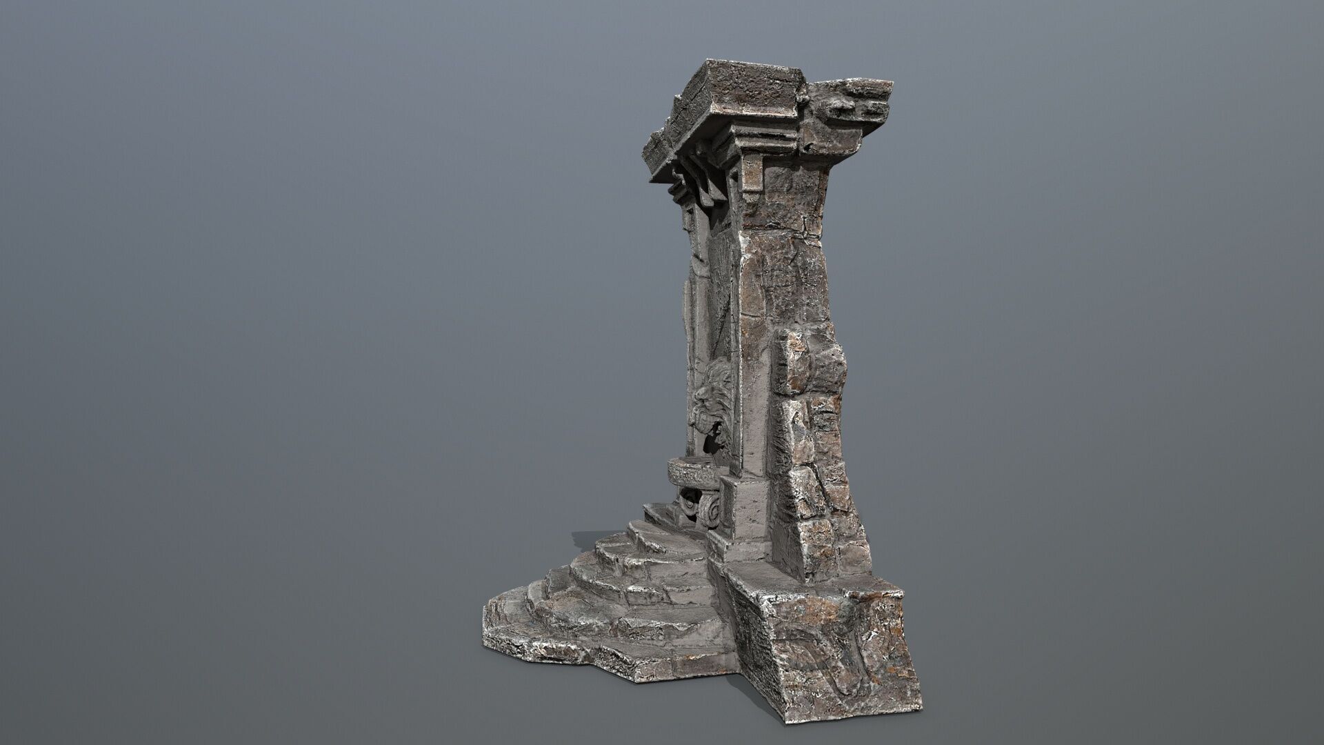 Lion fountain Low-poly 3D model_6