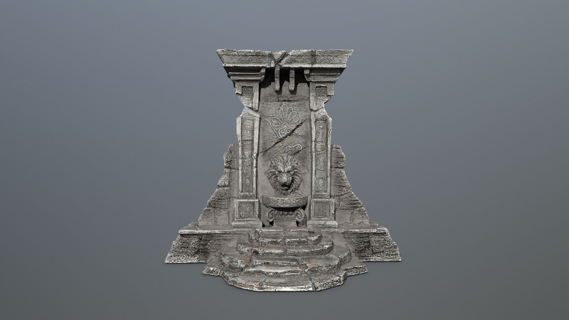 Lion fountain Low-poly 3D model_12