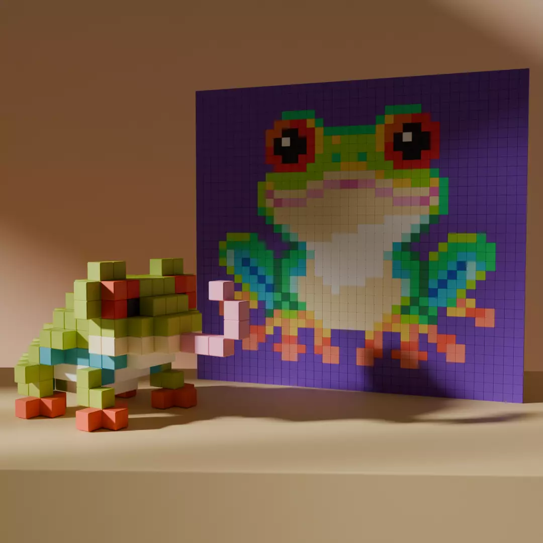 Frog Voxel Stylized Cubic Low-poly 3D model_0