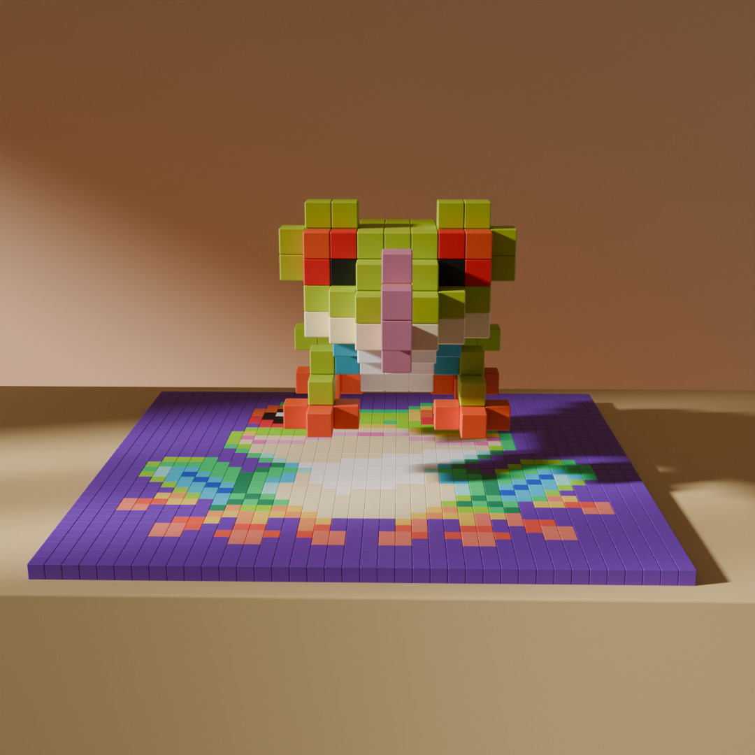 Frog Voxel Stylized Cubic Low-poly 3D model_1