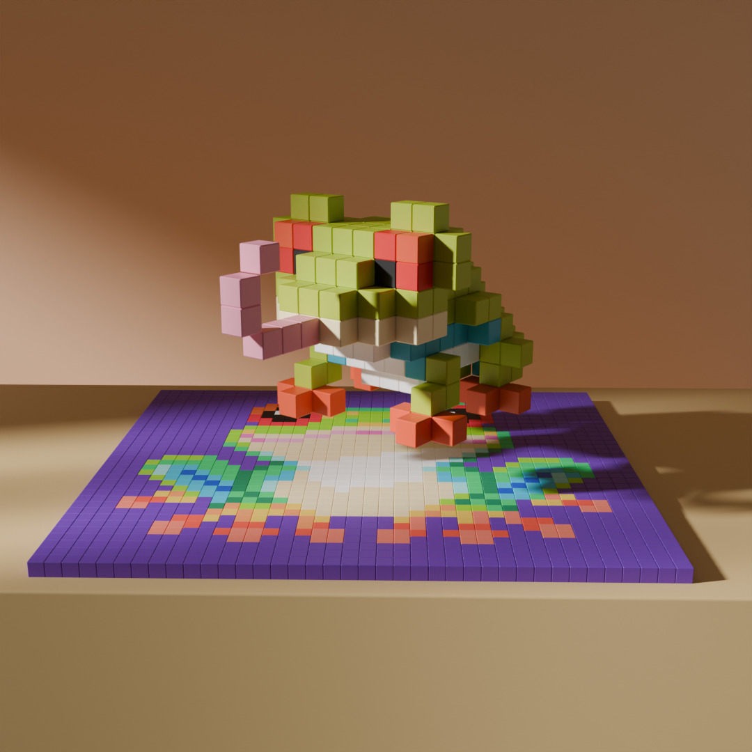 Frog Voxel Stylized Cubic Low-poly 3D model_3