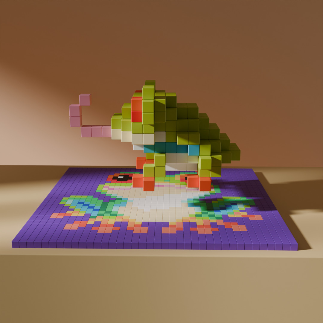 Frog Voxel Stylized Cubic Low-poly 3D model_4