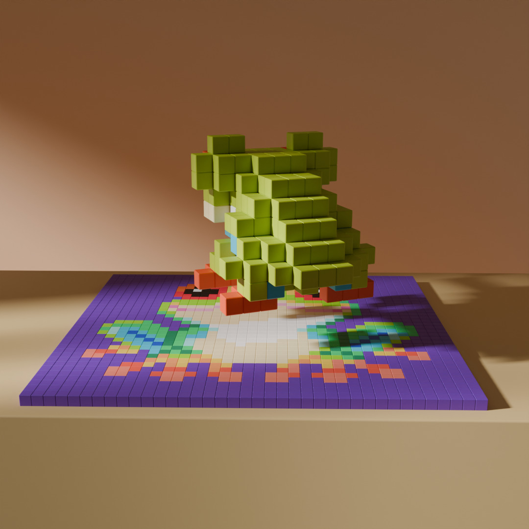 Frog Voxel Stylized Cubic Low-poly 3D model_5