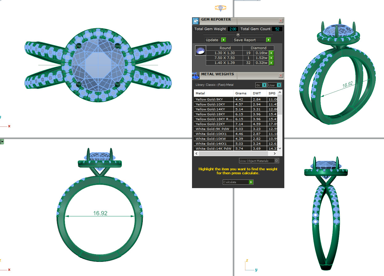 Dual Wire Solitaire Diamond Ring 360 animation renders 3dm stl 3D print model_2