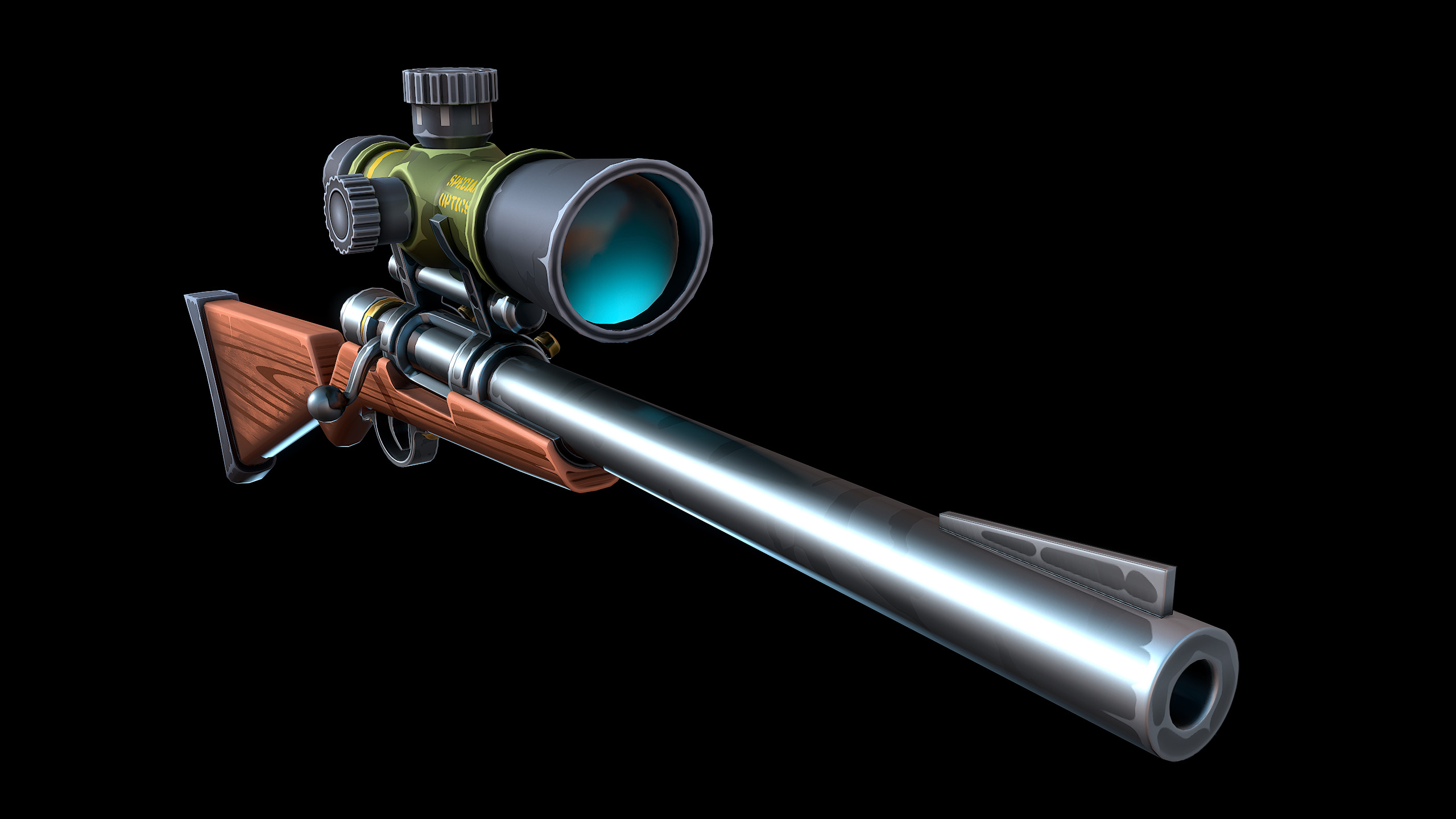 Stylized Sniper Rifle Low-poly 3D model_6