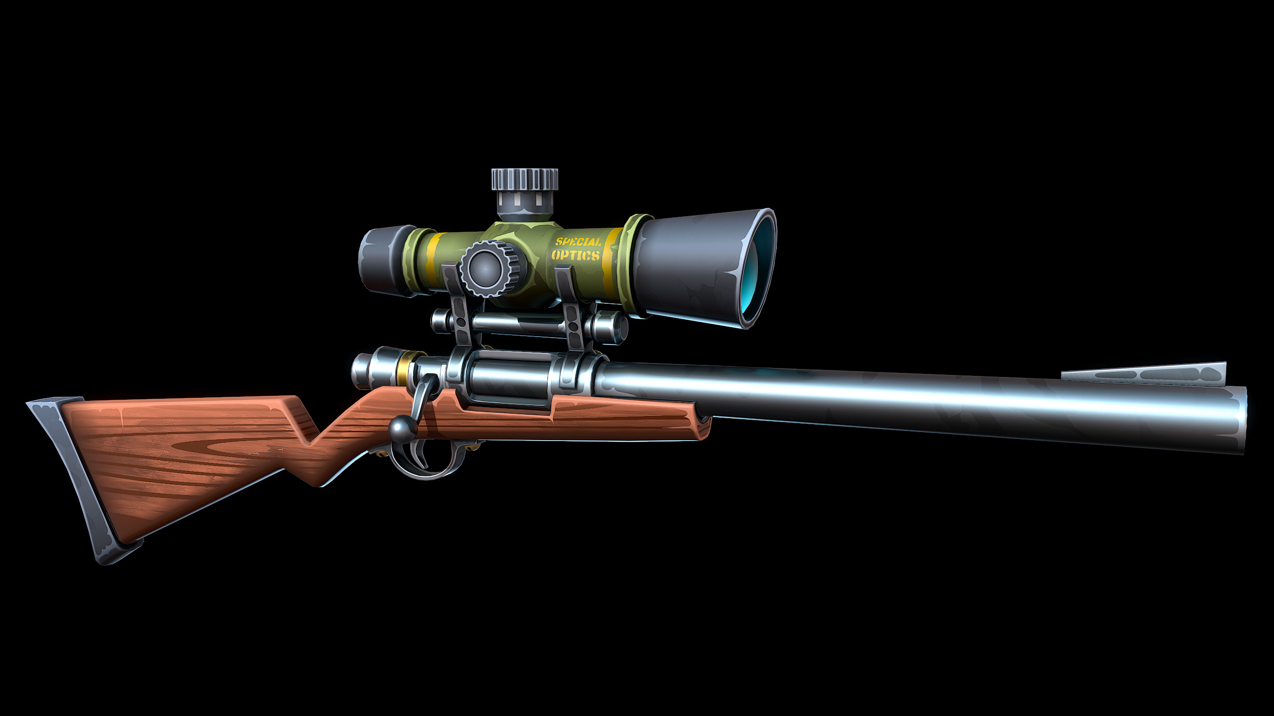 Stylized Sniper Rifle Low-poly 3D model_4