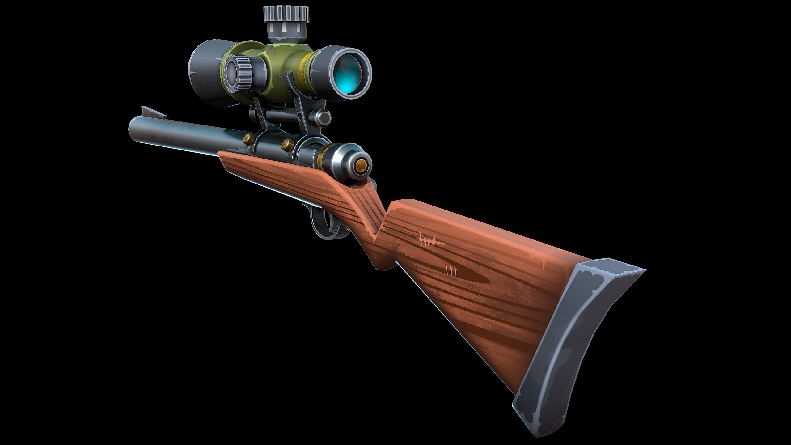 Stylized Sniper Rifle Low-poly 3D model_7