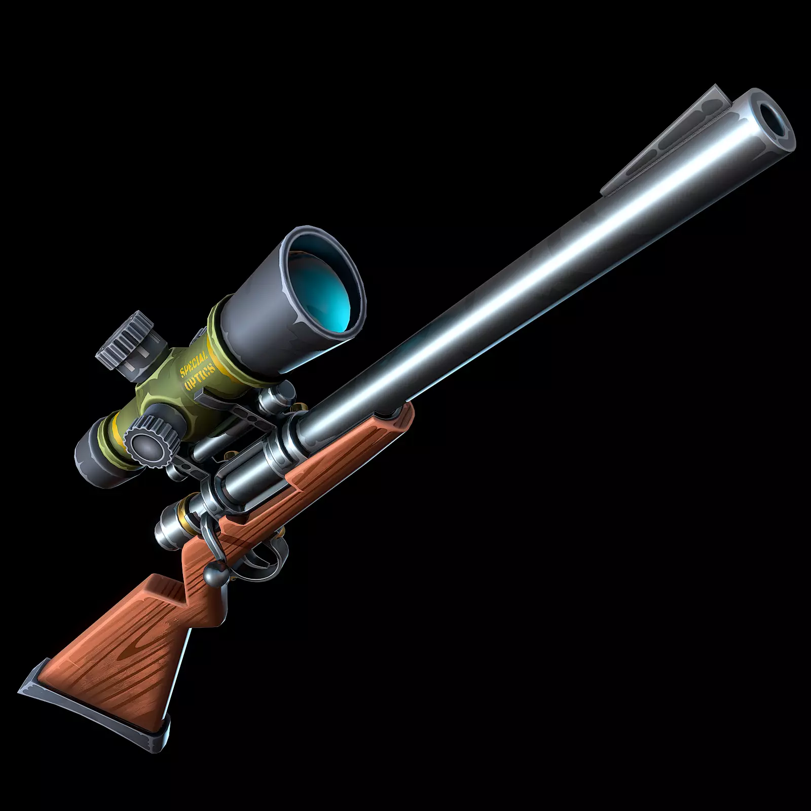 Stylized Sniper Rifle Low-poly 3D model_0