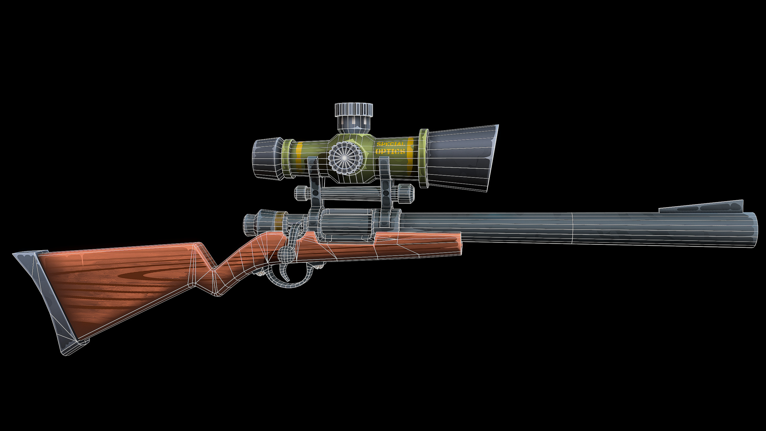 Stylized Sniper Rifle Low-poly 3D model_11