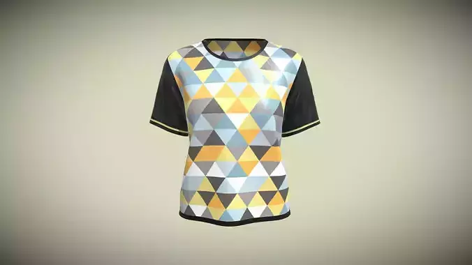 Ladies Triangle Print Tops In Low Poly