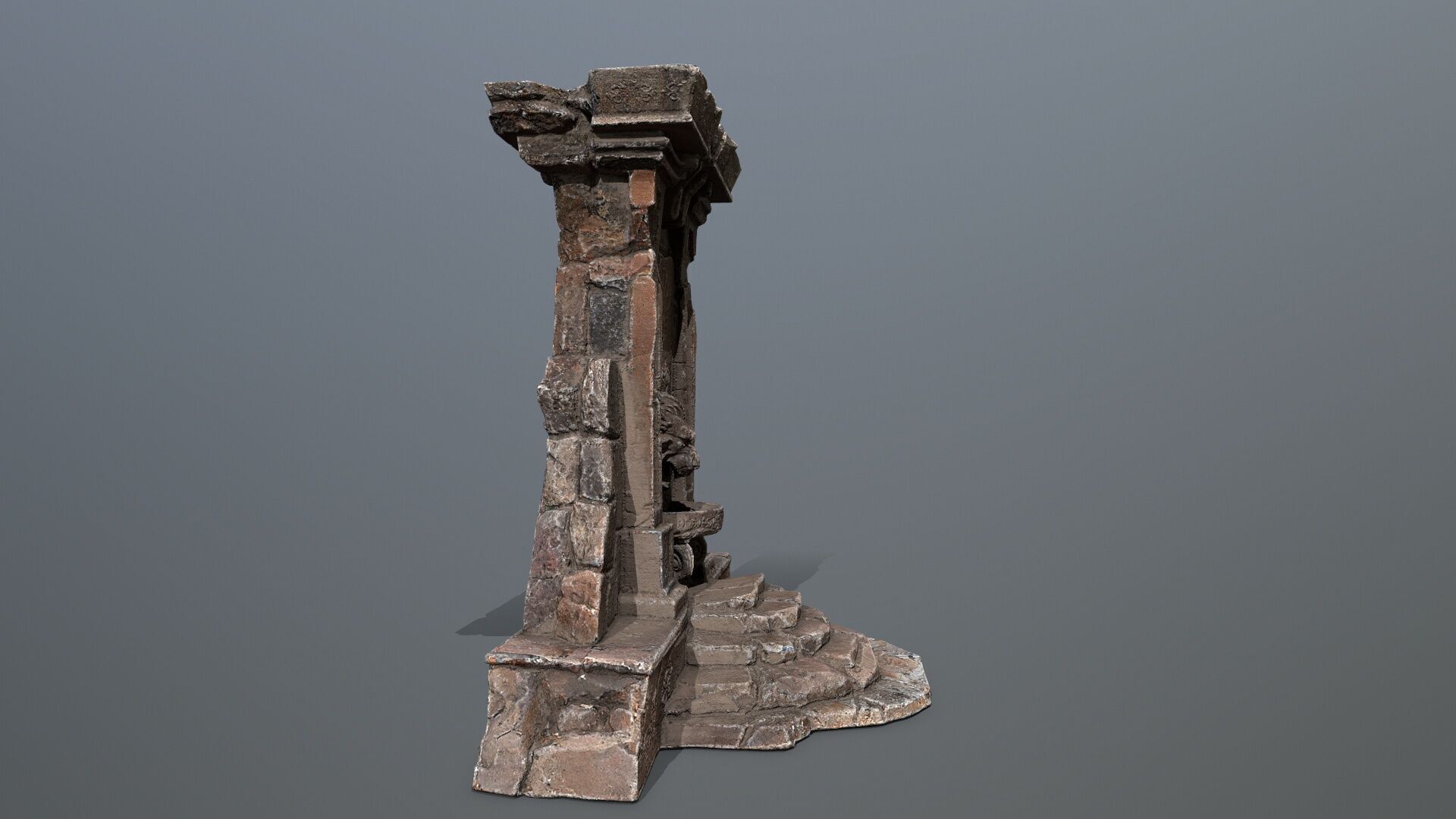 Lion fountain Low-poly 3D model_10