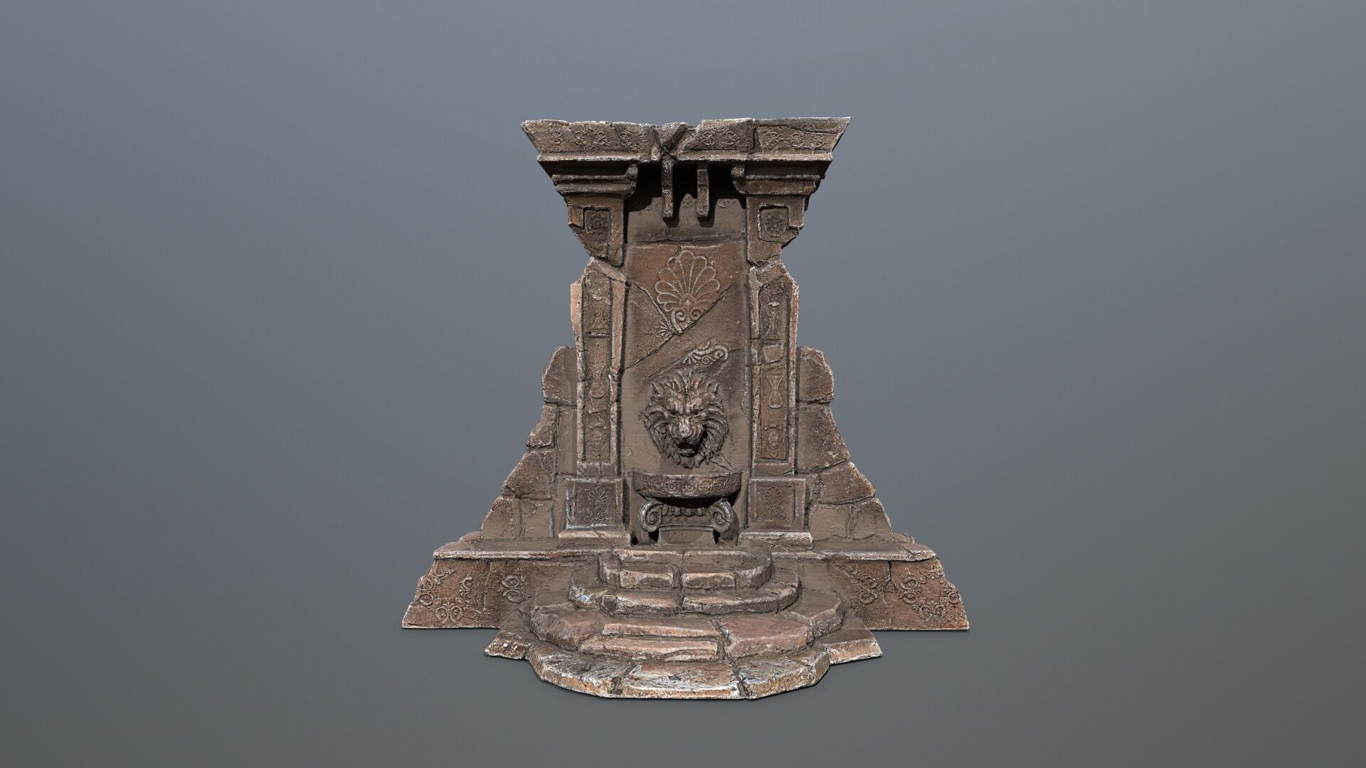 Lion fountain Low-poly 3D model_12