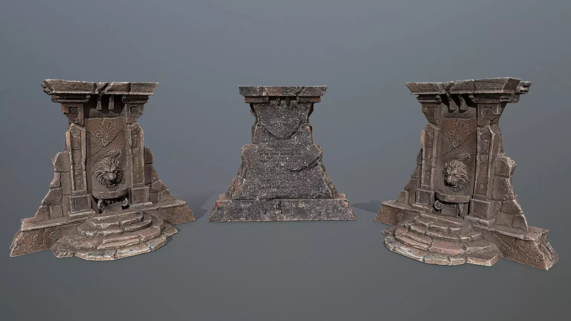 Lion fountain Low-poly 3D model_0