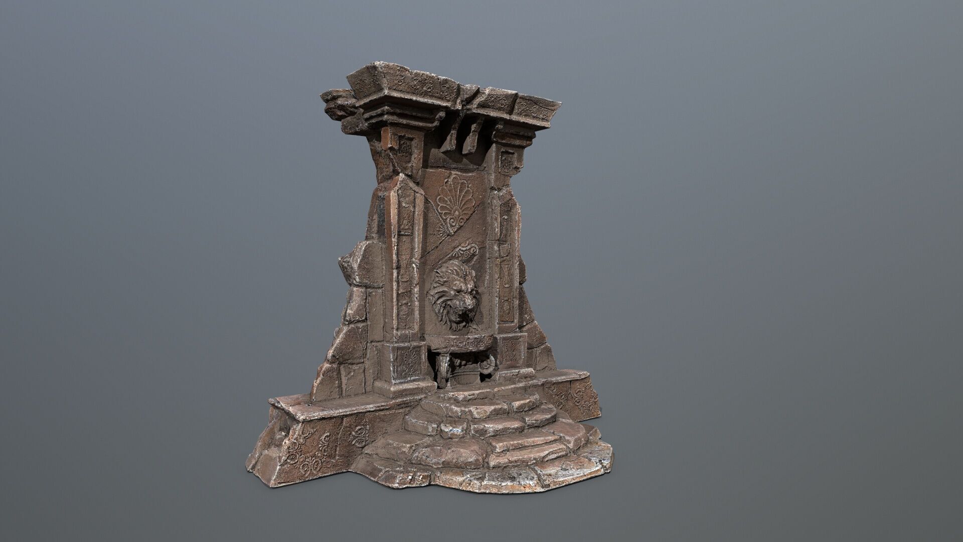 Lion fountain Low-poly 3D model_11
