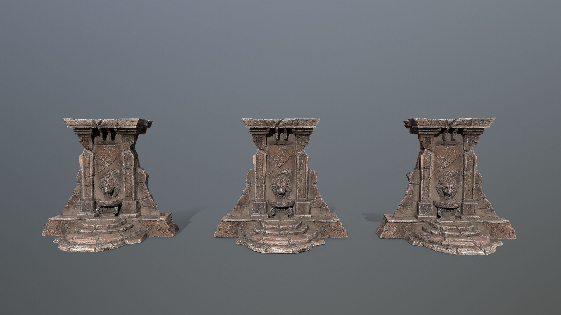 Lion fountain Low-poly 3D model_14