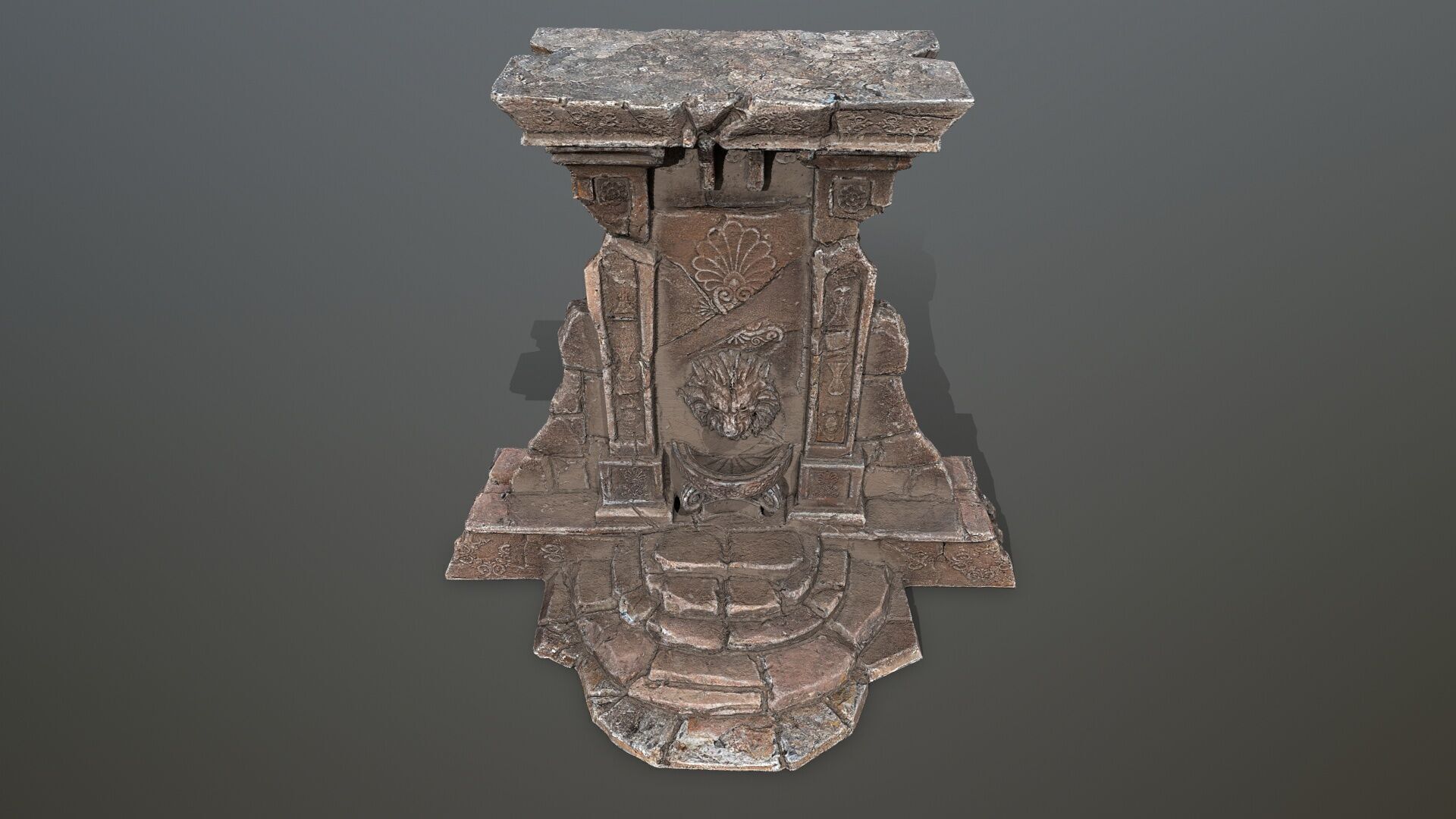 Lion fountain Low-poly 3D model_13
