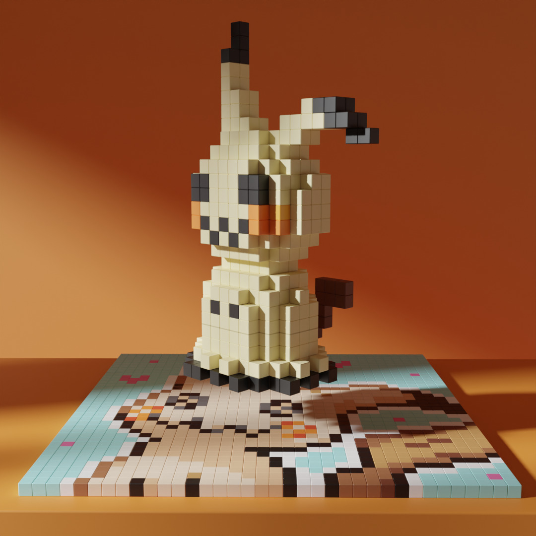 3D model Mimikyu Pokemon Voxel Stylized Cubic VR / AR / low-poly