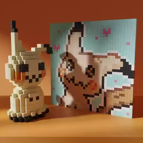 Mimikyu Pokemon Voxel  Stylized Cubic