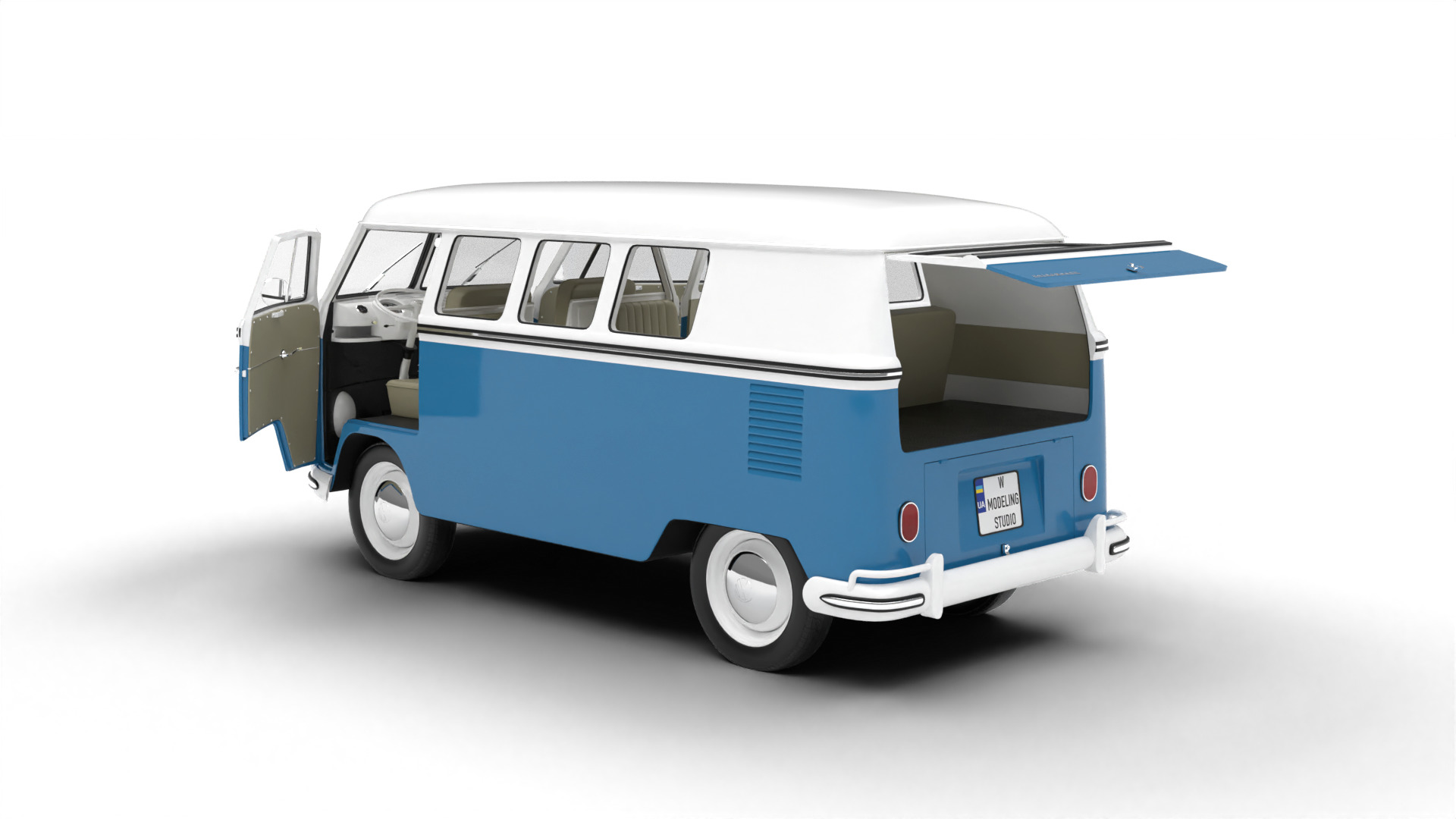 Volkswagen T1 Combi 1950 HQ 3d model 3D model_1