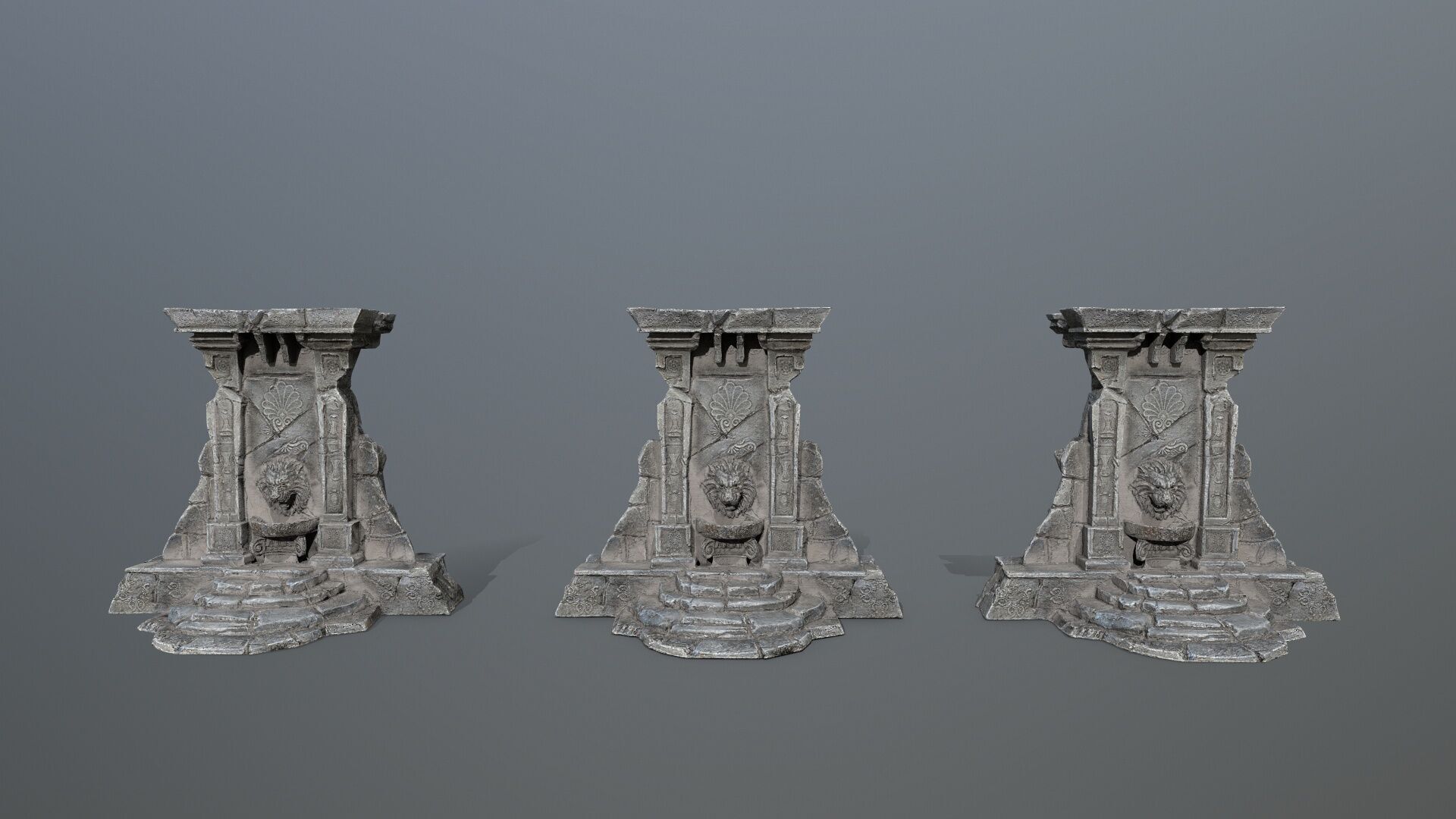 Lion fountain Low-poly 3D model_14