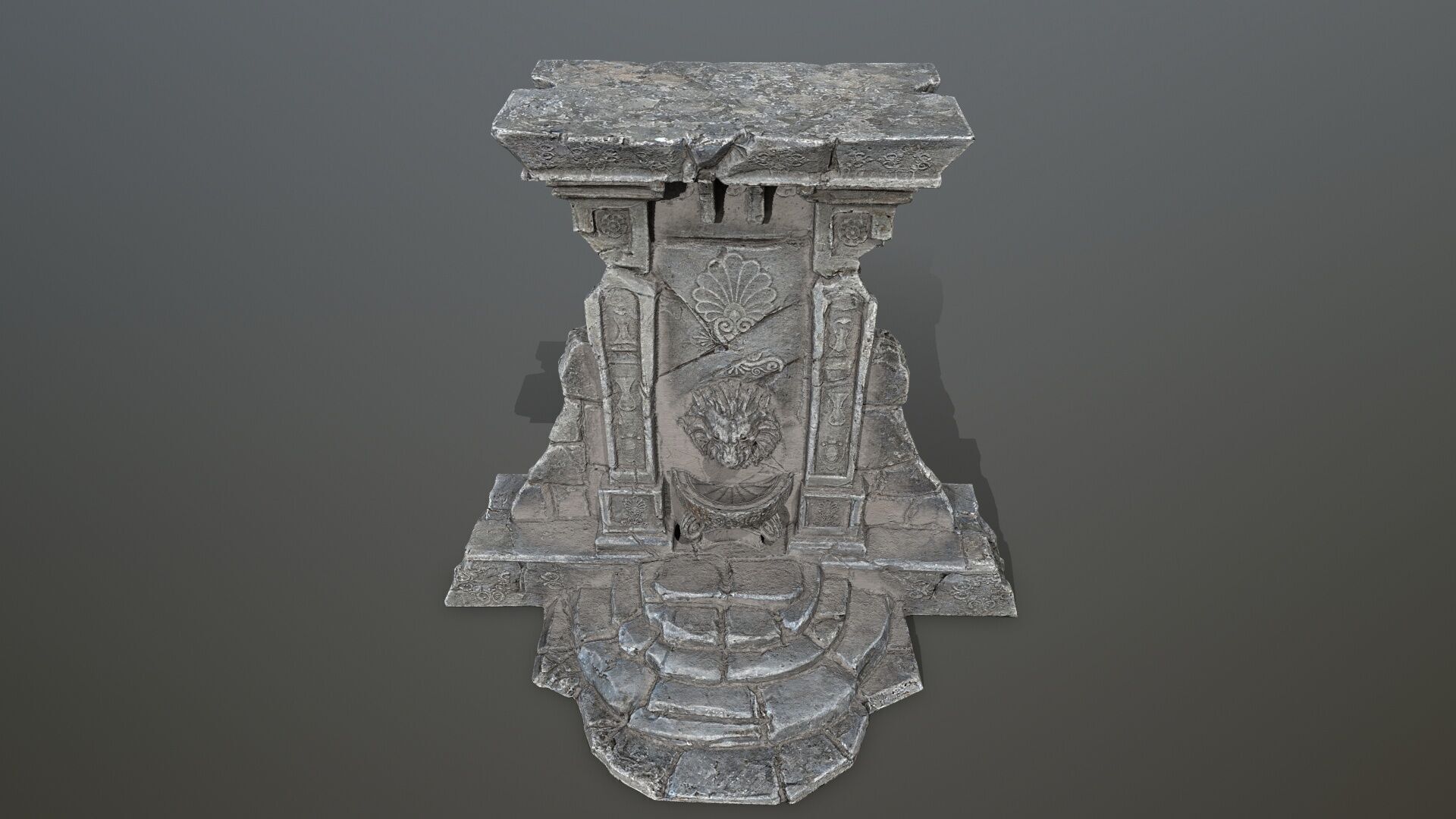 Lion fountain Low-poly 3D model_13
