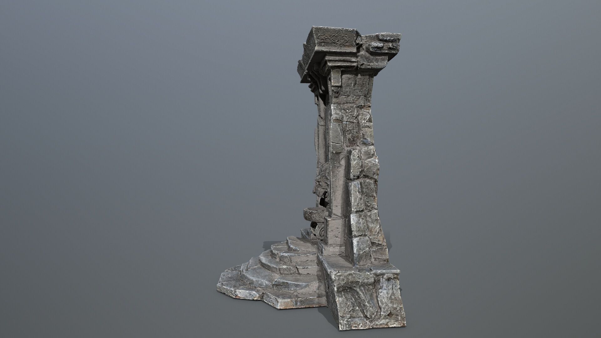 Lion fountain Low-poly 3D model_6