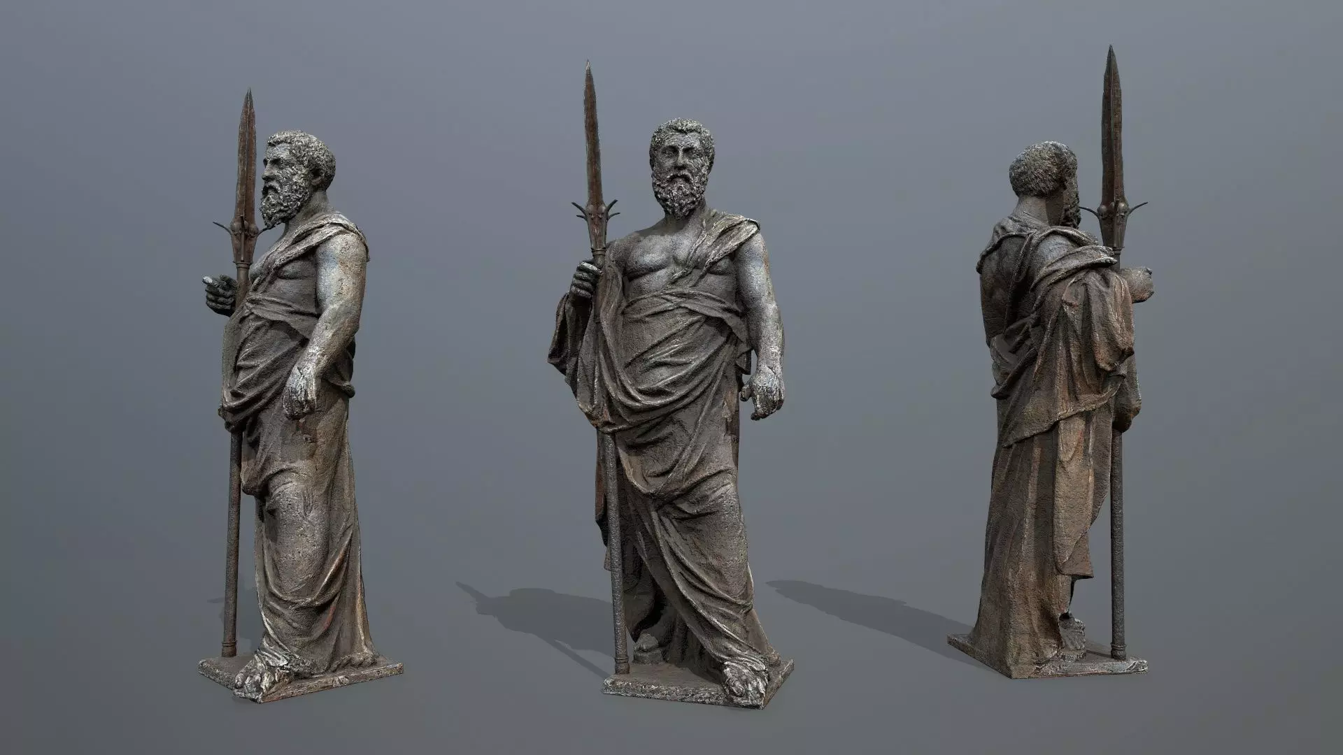 Man Statue Low-poly 3D model_0