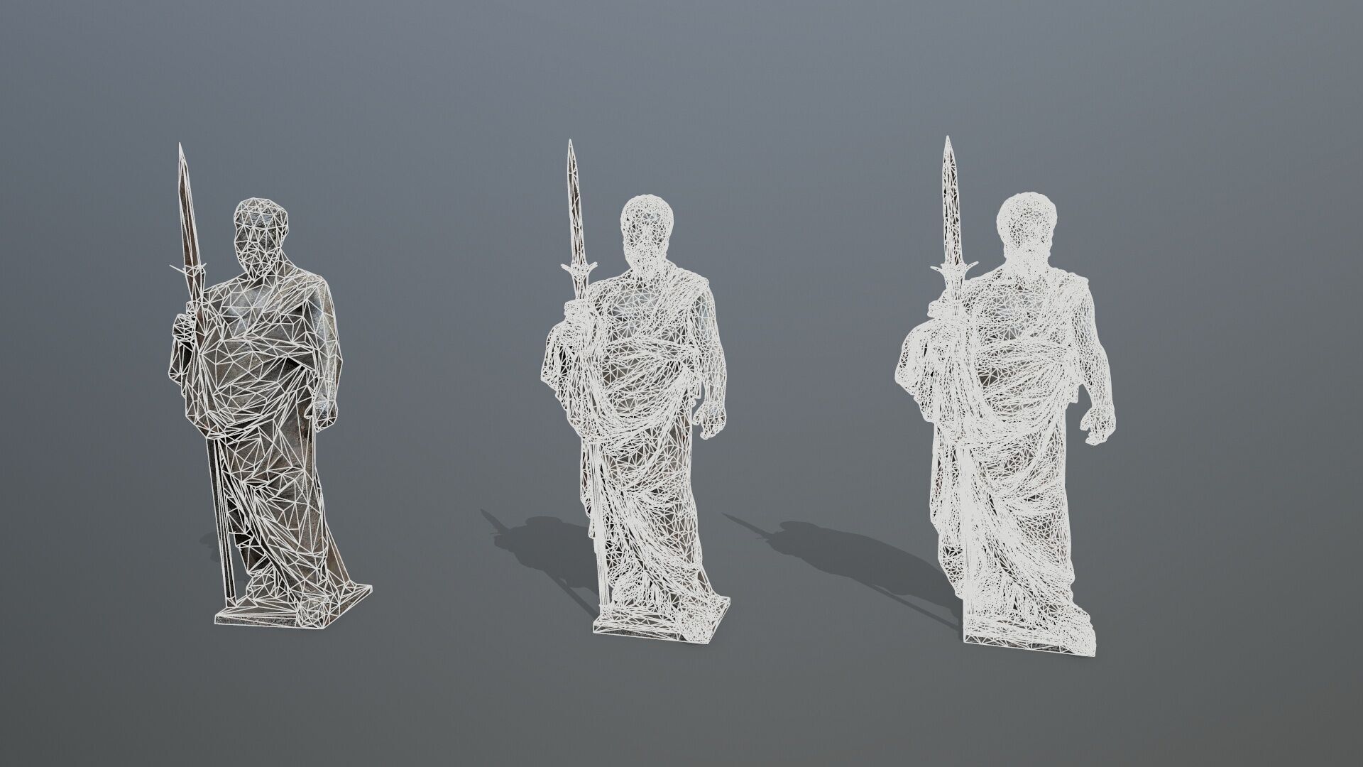 Man Statue Low-poly 3D model_12