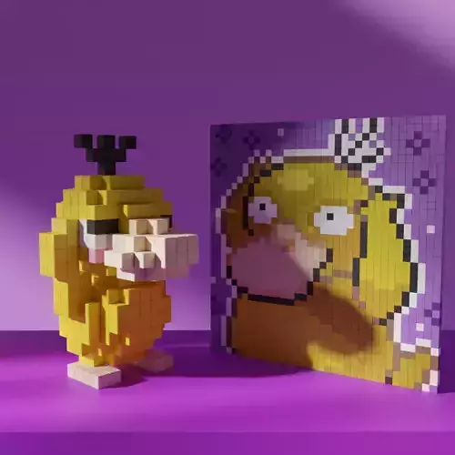 Psyduck Pokemon Voxel Stylized Cubic