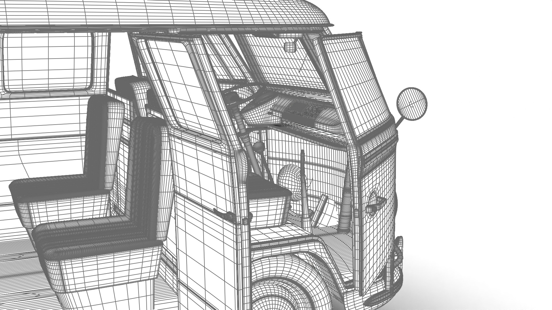 Volkswagen T1 Combi 1950 HQ 3d model 3D model_32