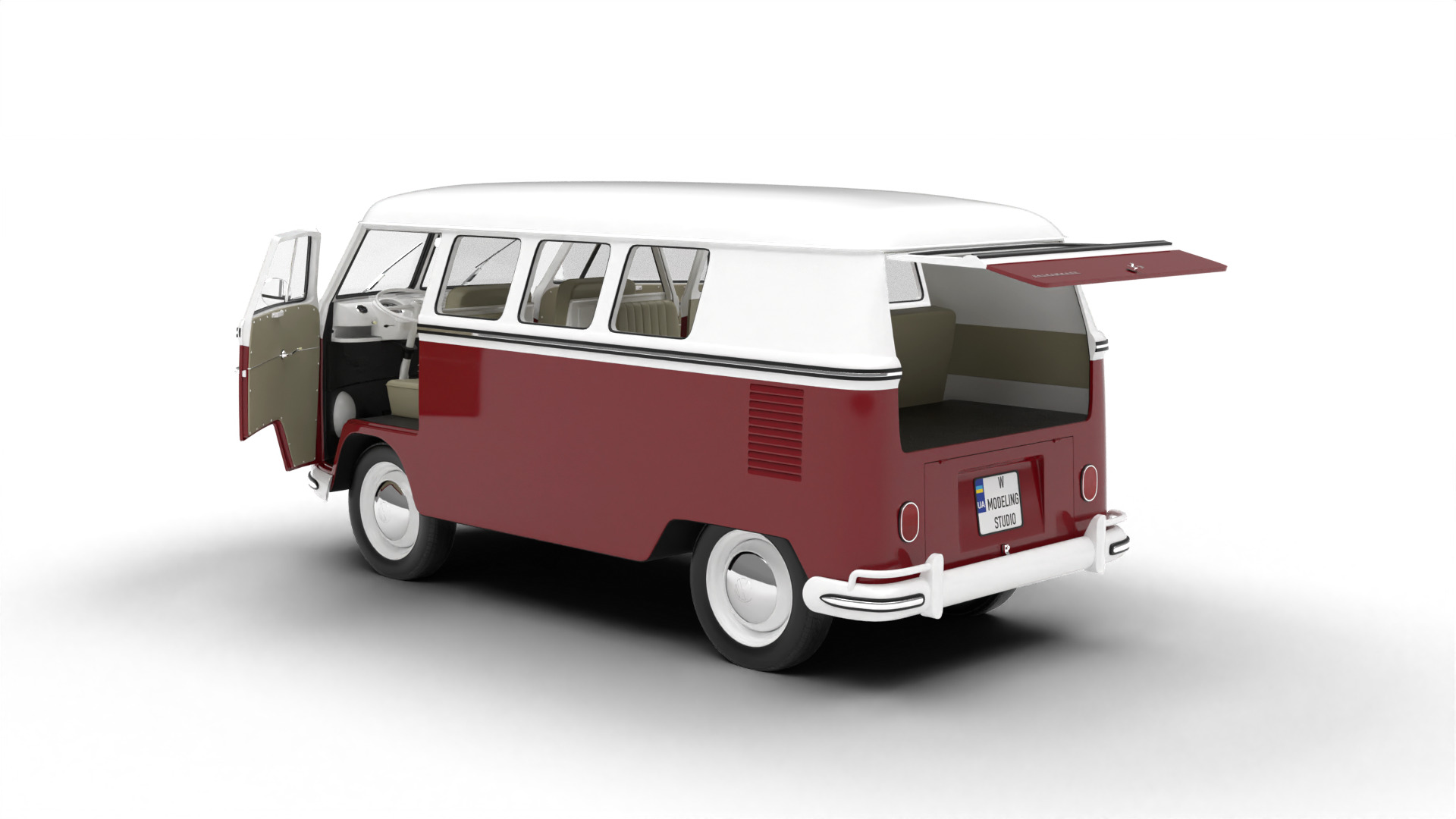 Volkswagen T1 Combi 1950 HQ 3d model 3D model_1