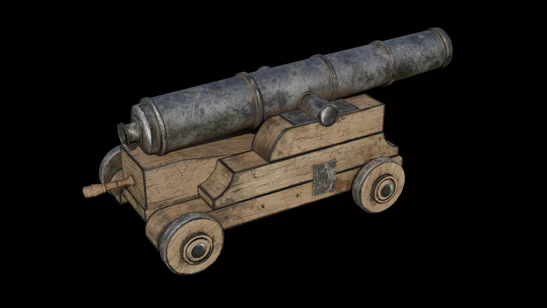 Ship Cannon - Game Ready Asset Low-poly 3D model_0