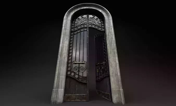 Double entrance door    building classic with glass     animated
