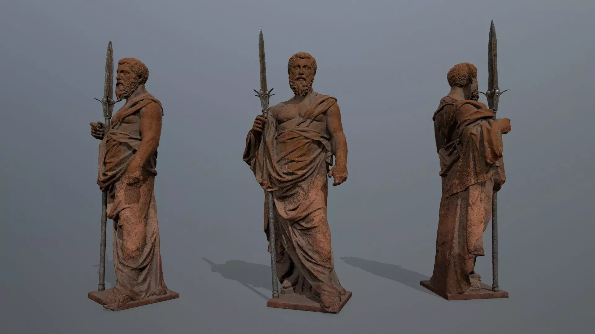 Man Statue Low-poly 3D model_0