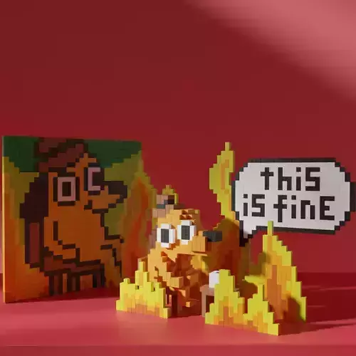 This is Fine Dog Meme Voxel Stylized Cubic Low-poly 3D model
