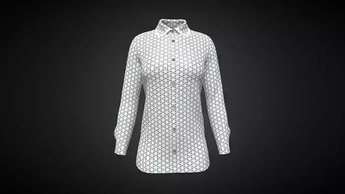 Ladies White Print Shirt In Low Poly