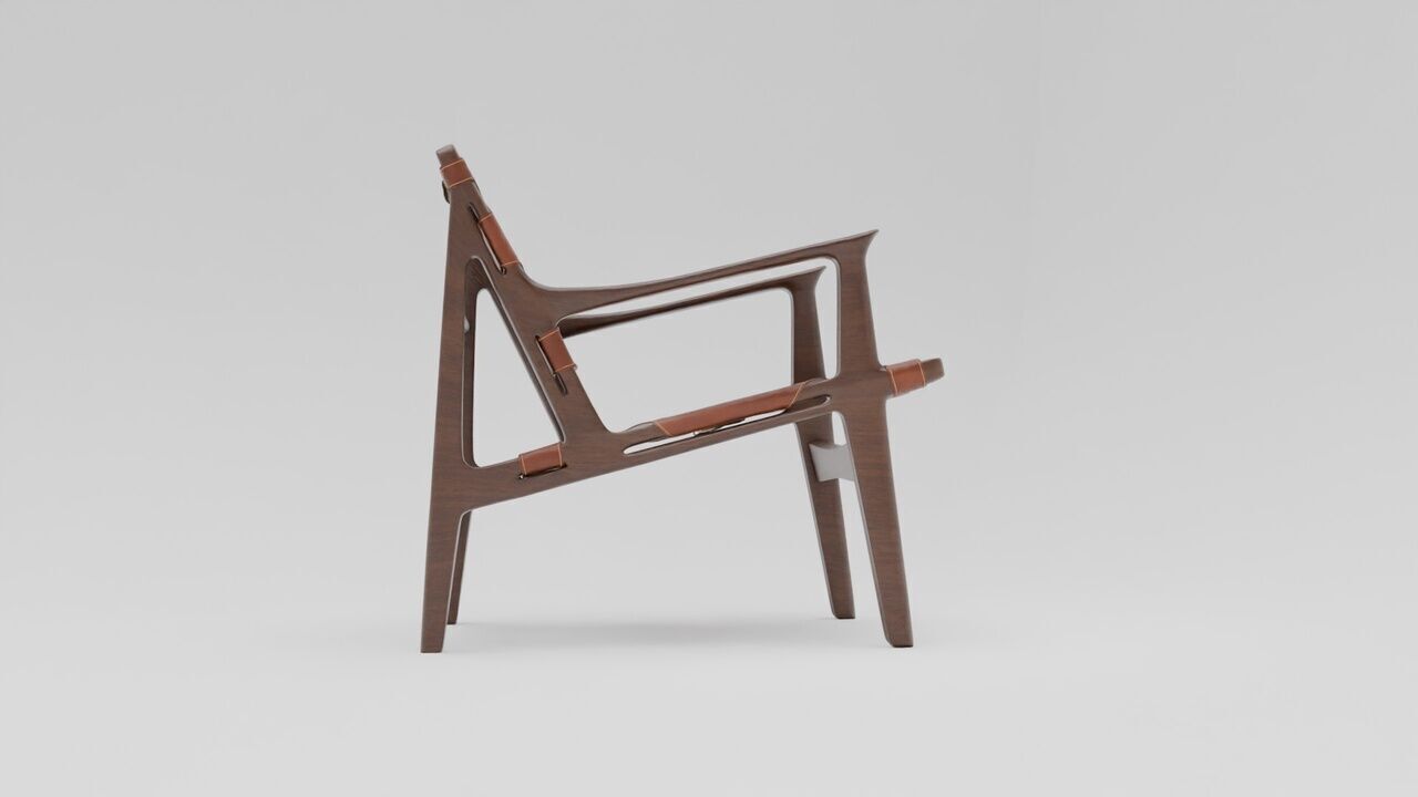 Sagrada Chair Design Armchair Low-poly 3D model_2