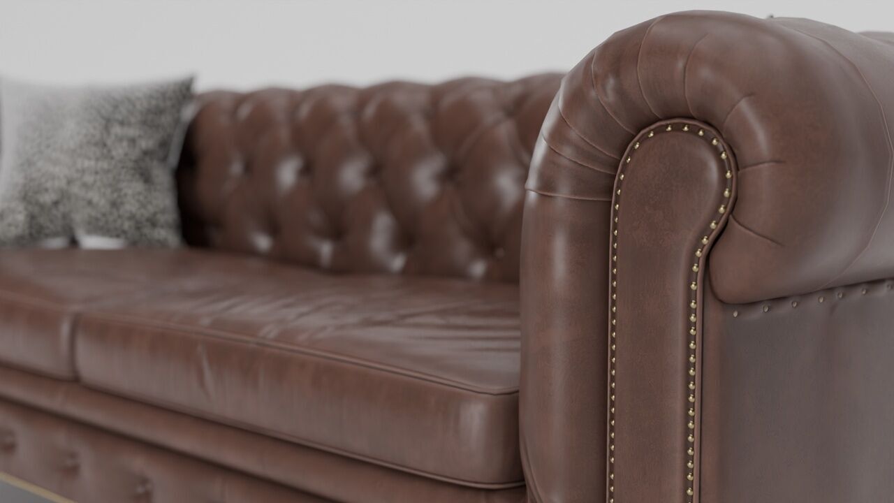 Chesterfield leather sofa 3D model_7