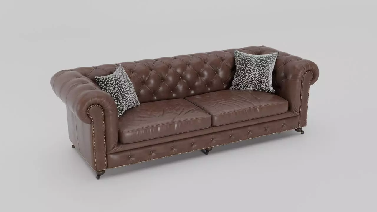 Chesterfield leather sofa 3D model_0